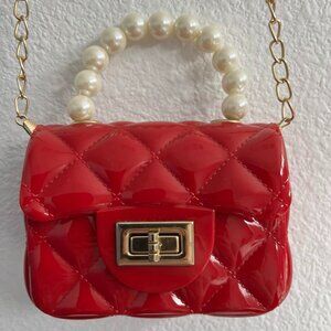 Mini Plastic Red Chain Purse!